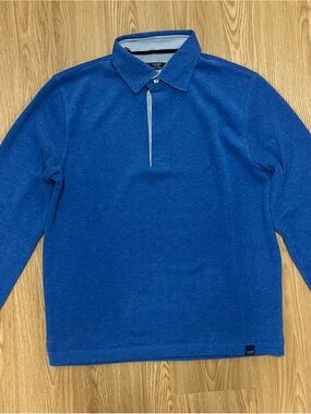 Casati Milano Men’s M Blue Long Sleeve Polo Shirt 100% Cotton Made in Italy